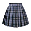 Women`S High Waisted Plaid Short A Line Skirts Costumes (M, Light Blue Mixed Green)