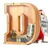 Ubeesize Cute Money Box For Boys And Girls,Unbreakable Wood Coin Bank,Twenty-Six English Alphabet Letter Piggy Banks,Gifts For Birthday, Christmas, Festival, Baby Shower(D)