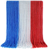 SHAOQINLIN 102 PCS Patriotic Bead Necklaces, 4th of July Beads Necklaces Bulk 4th of July Accessories 33 Inch Metallic Red/Silve