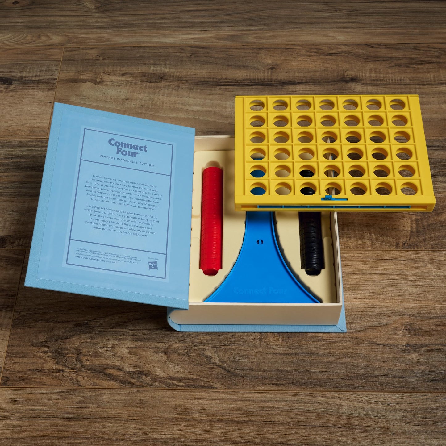 WS Game Company Connect Four Vintage Bookshelf Edition - Linen, Modern Burlap, Model 43417