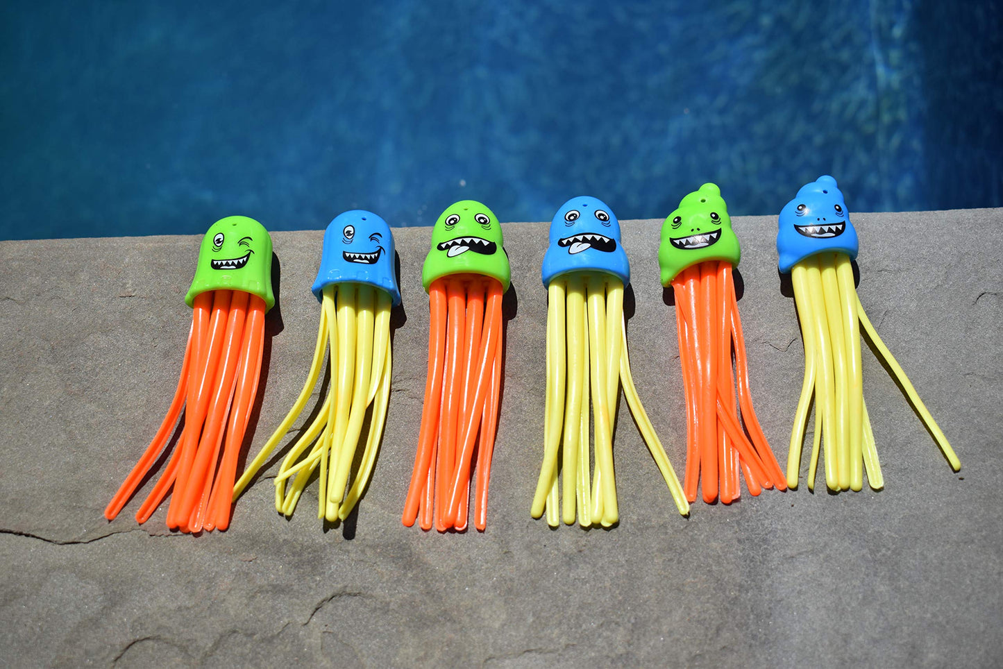 Swimline Dive Jellyfish Toys 6-Pack Weighted Catch And Retrieval Game For Swimming Pool & Bath Tub For Kids Multi Color Rings Underwater Dive Practice Education Learn