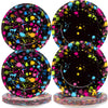 Gisgfim 48 Pcs Neon Plates Party Supplies Glow Birthday Party Decorations Glow In Dark Paper Dessert Plates Disposable Neon Them