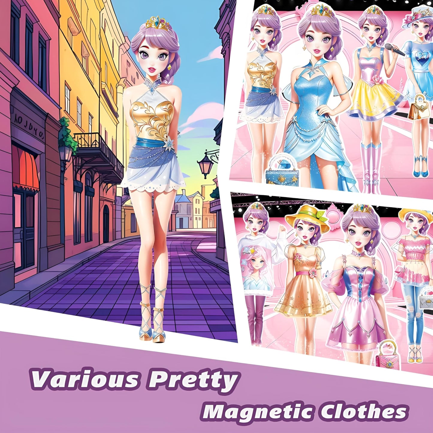 Generic Magnetic Princess Dress Up Paper Doll, Magnet Dress Up Games, Play Travel Playset Toy Magnetic Dress Up Dolls And Pretend For Girls (Joy), Medium