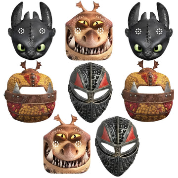 Unique How To Train Your Dragon Party Paper Masks - Assorted Designs, 8 Pcs