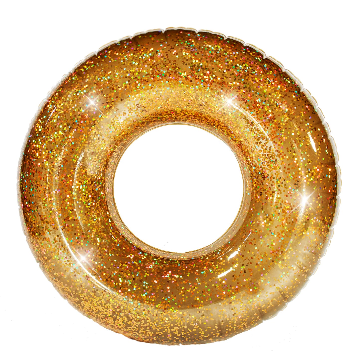 Poolcandy Jumbo 48' Gold Glitter Swim Ring - Extra Large For The Pool Beach Or Lake - Kids Teens Adults Glitter Inside Sparkles And Shines In The Sun