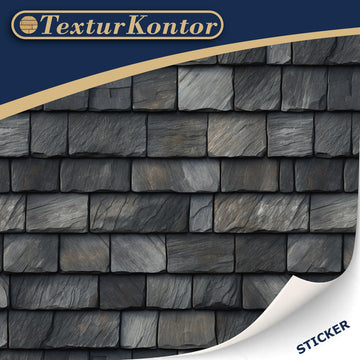 TexturKontor 3 Sheets Self-Adhesive Roof Tiles - Slate Shingles for Dollhouses 1:12 Scale, Large Size