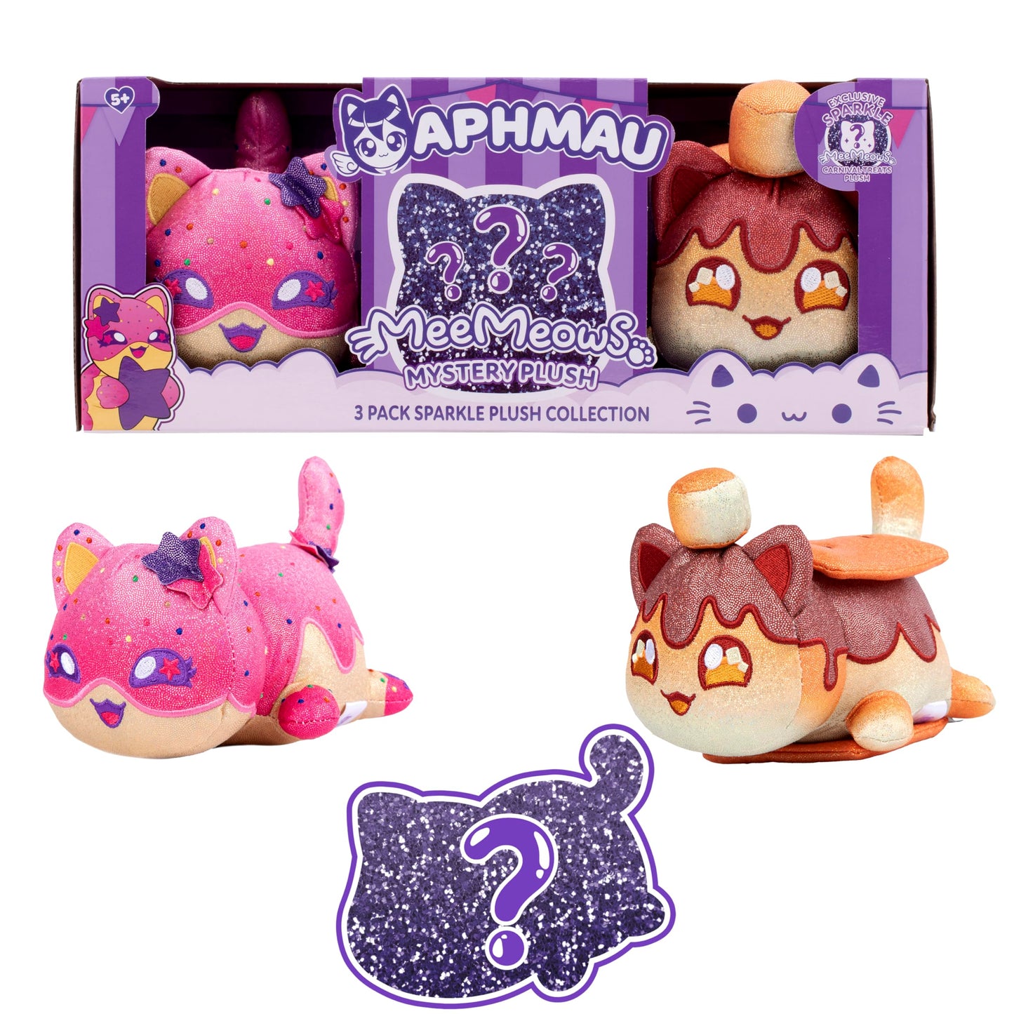 Aphmau 6 Meemeow Plush 3-Pack, Carnival Treats Surprise Box That Includes 2 Carnival Treats Sparkle + 1 Exclusive Mystery Spa