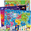 QUOKKA 3X Set Learning Board Games - Educational Trivia Cards for Kids 6-12 - Travel USA & World Map - Cardboard Floor Puzzles