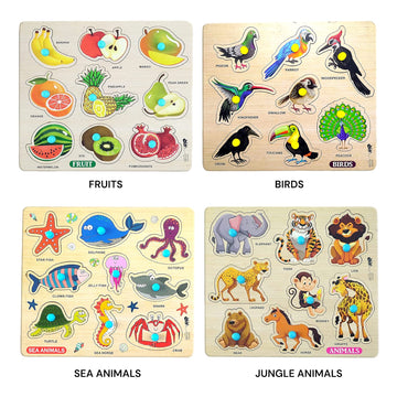 Appster Educational Colorful Animals, Fruits, Vegetables, Birds, Numbers, Body Parts, Shape Color & Sea Animals Wooden Puzzle To