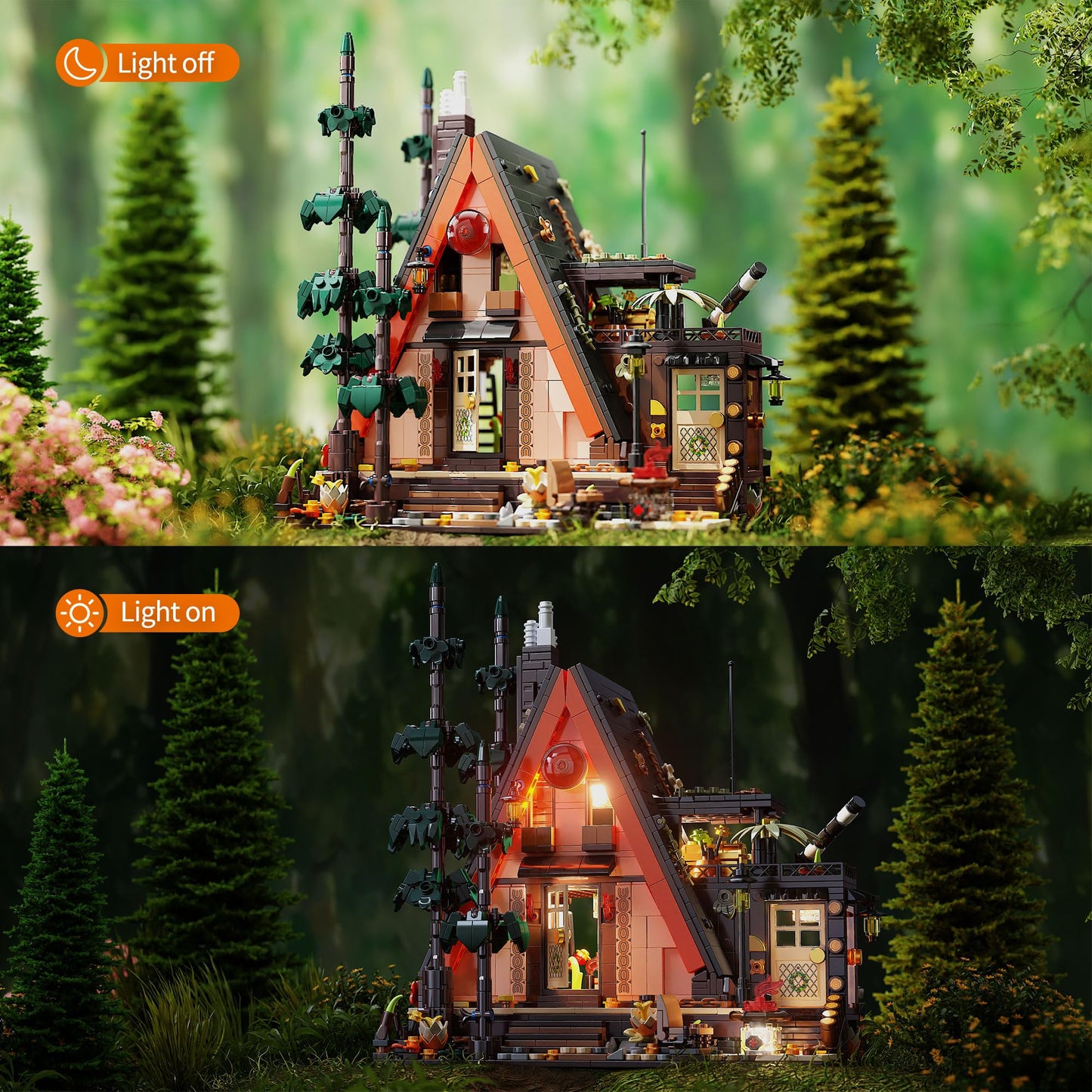 Tgl Tycole Wood Cabin Building Blocks Set With Led Lights,1800 Pcs Wooden Forest House Building Toys,Stem Treehouse Construction