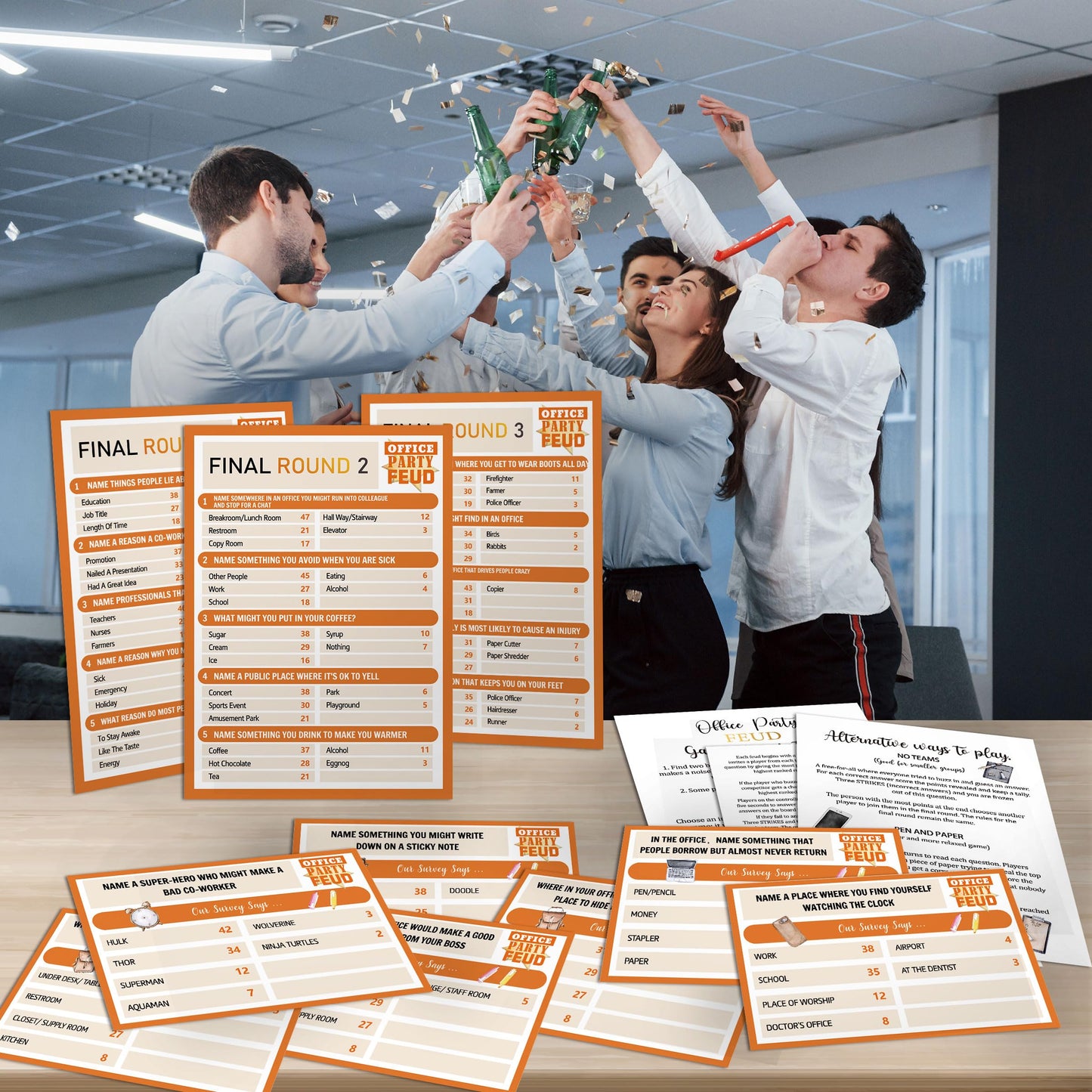Xenseou Office Party Feud Game Office Activity Games Office Trivia Game Set Games for Team Building Office Party Game and Activity Supplies-OF03