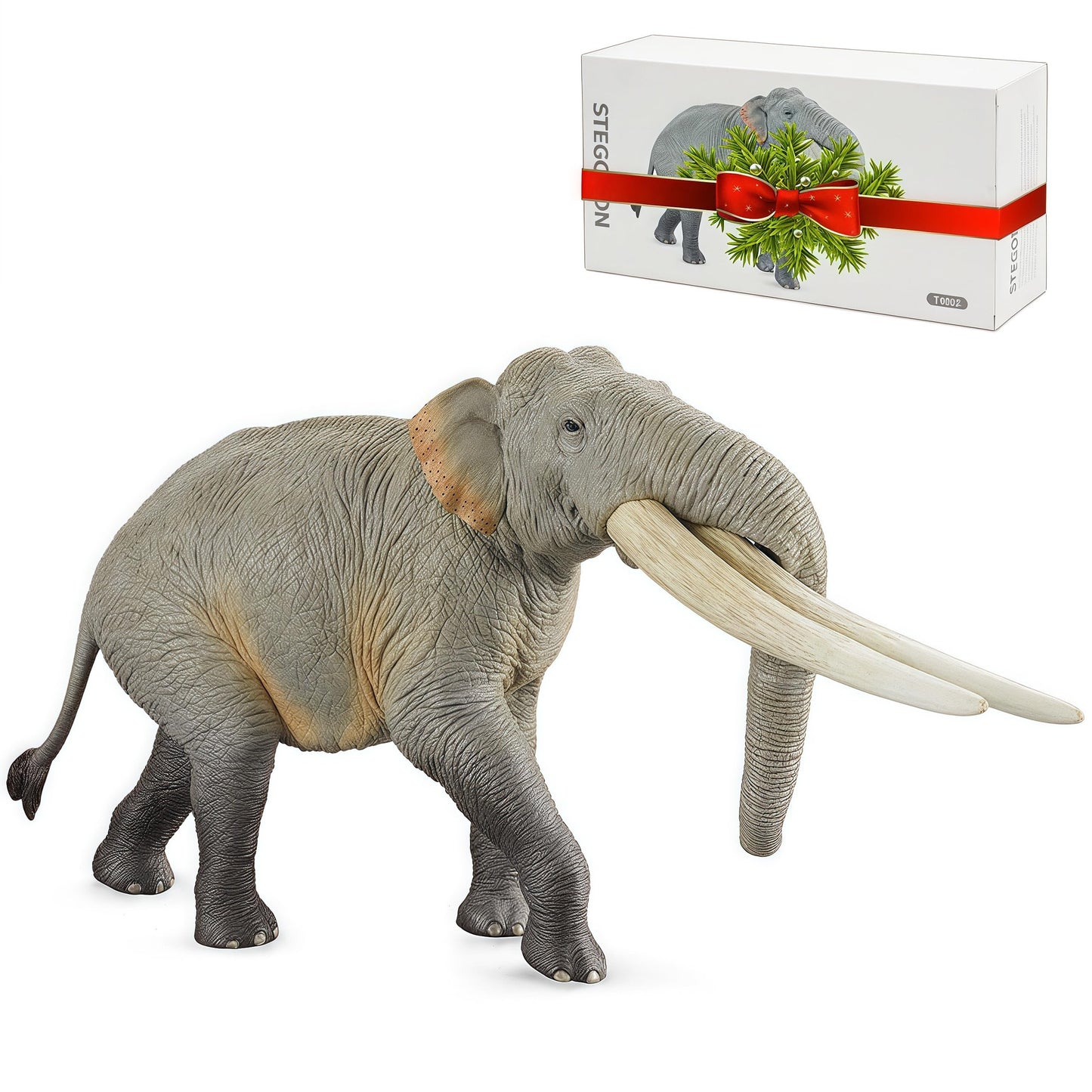 Gemini&Genius African Elephant Action Figure Toy, Stegodon Figurine Wild Animal Toy, Beautiful And Accurate Sculptures Of Elephant Animal Toy, Gift, Collection, Display & Play For Kids Collectors