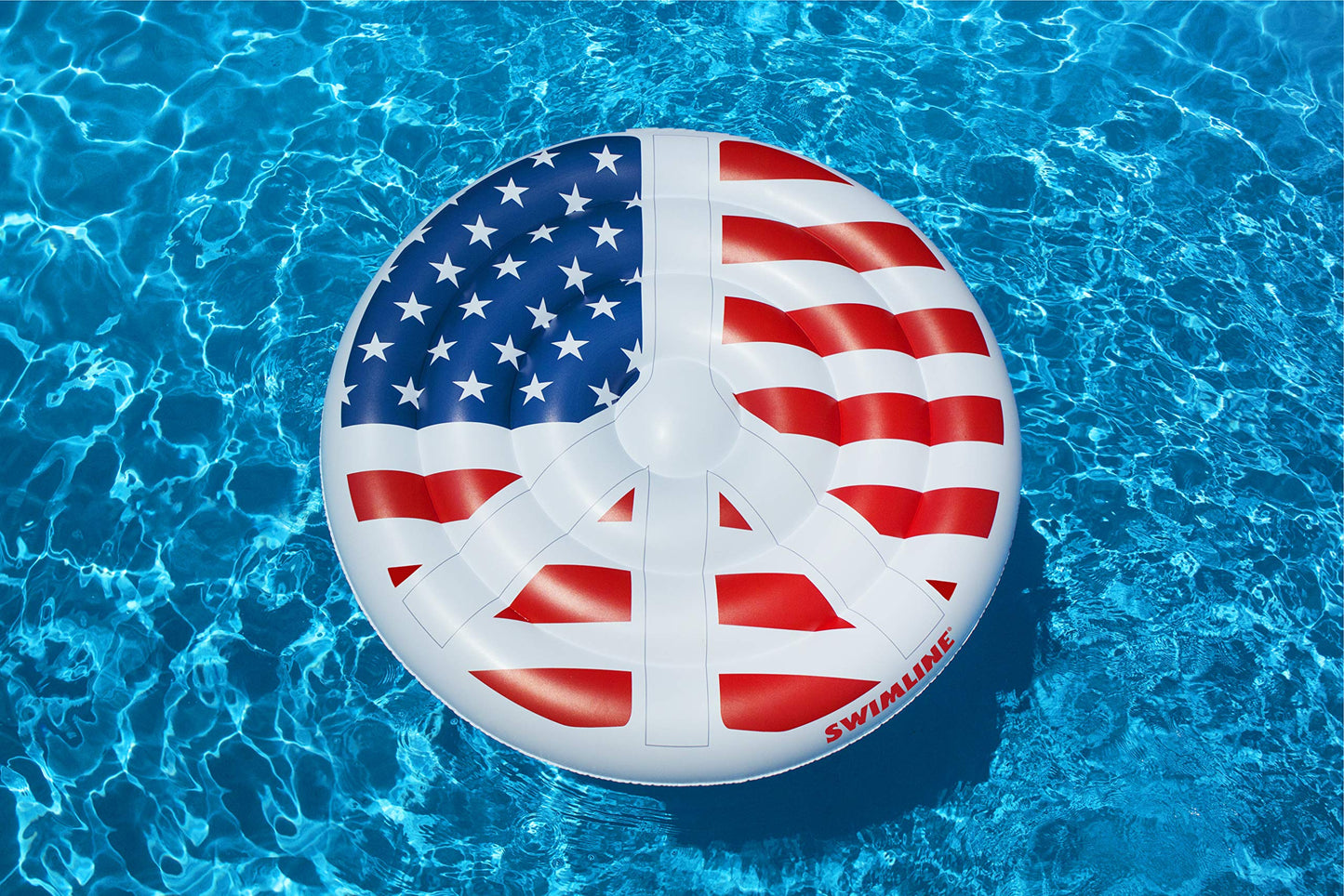 Swimline Inflatable Americana Peace Sign Island Pool Raft
