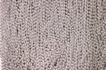 Mardi Gras Beads 33 inch 7mm, 12 Dozen, 144 Pieces, Silver Necklaces with Doubloon