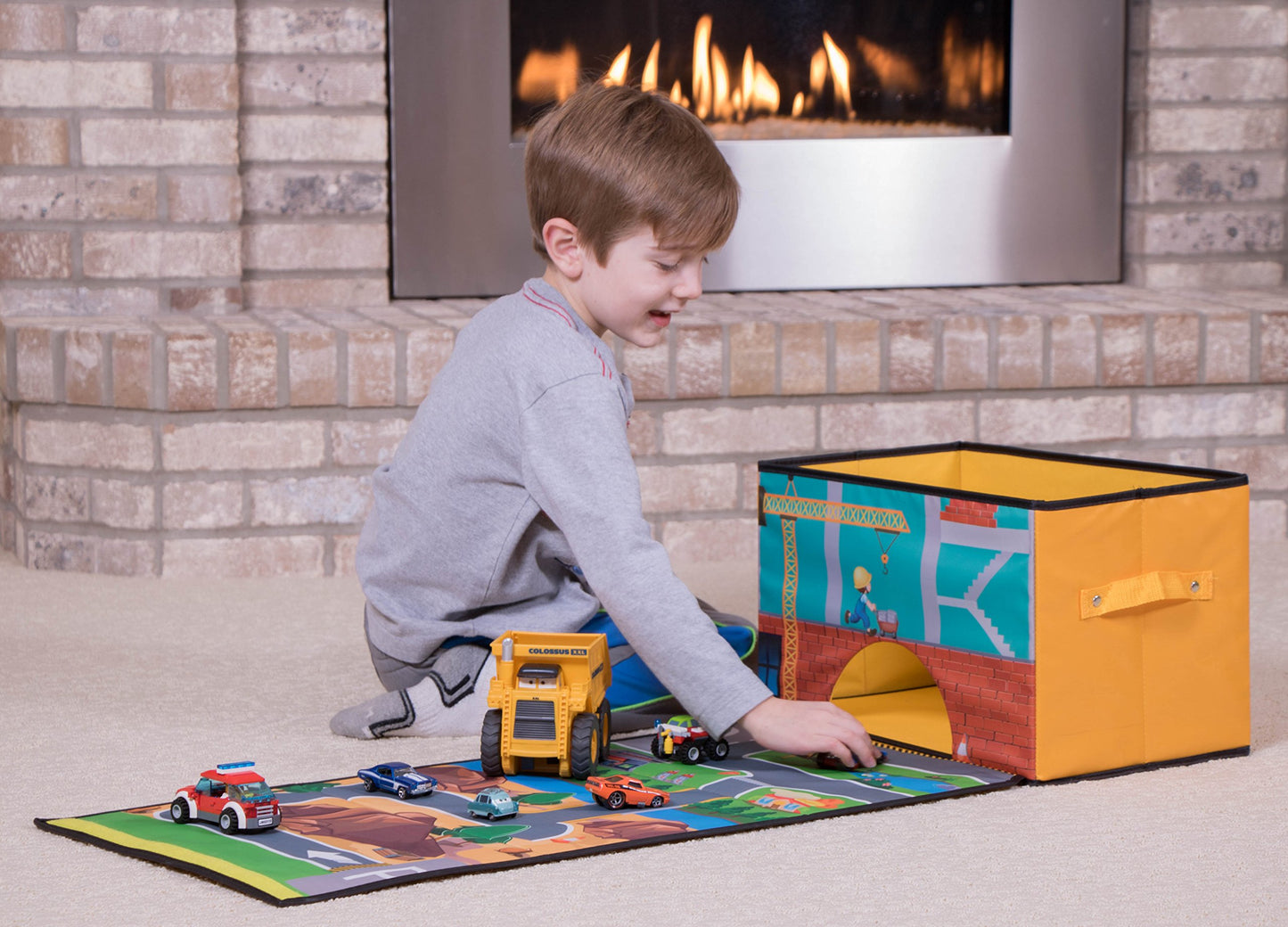 Clever Creations Collapsible Toy Storage Organizer And Play Mat For Kids - Perfect Toy Chest For Organizing Books, Toys, Games,