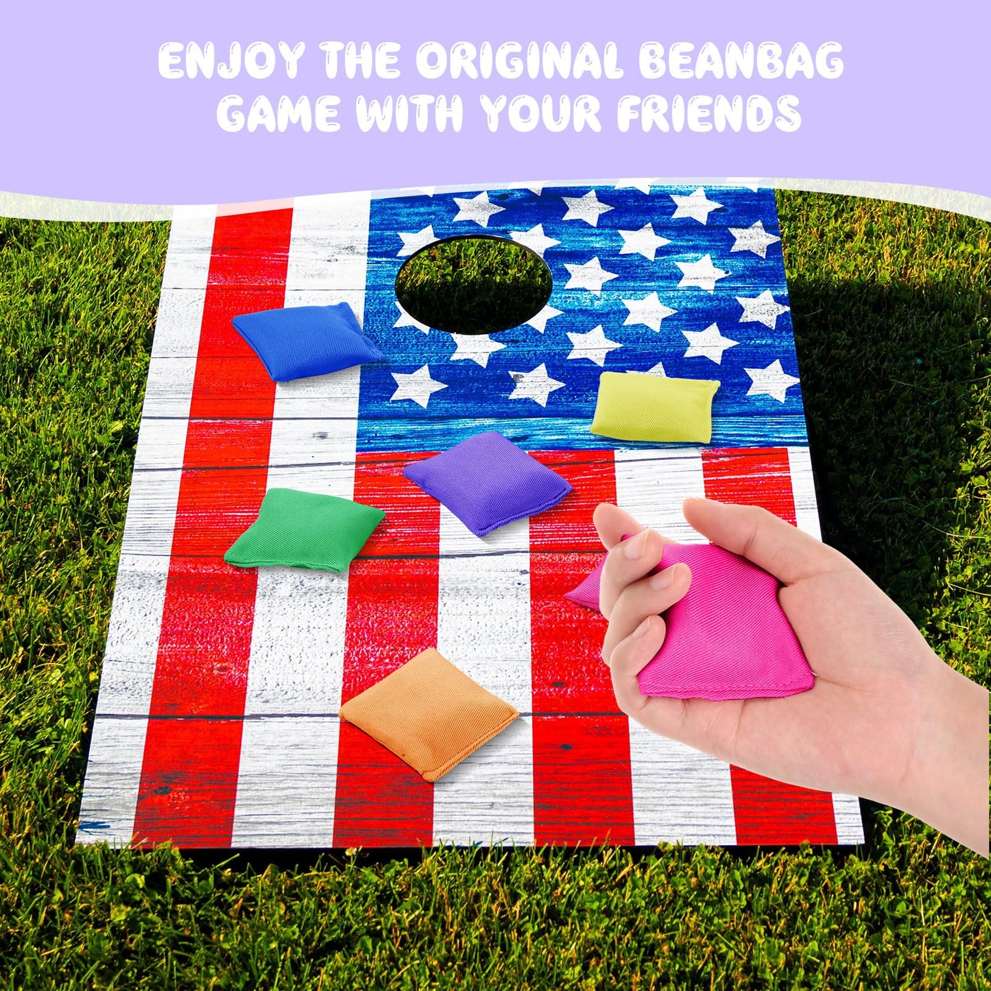 Jenaai 48 Pcs Nylon Bean Bags Colorful Bean Bag 2.6 x 2.6 Bean Bags(Bright Color Classic)