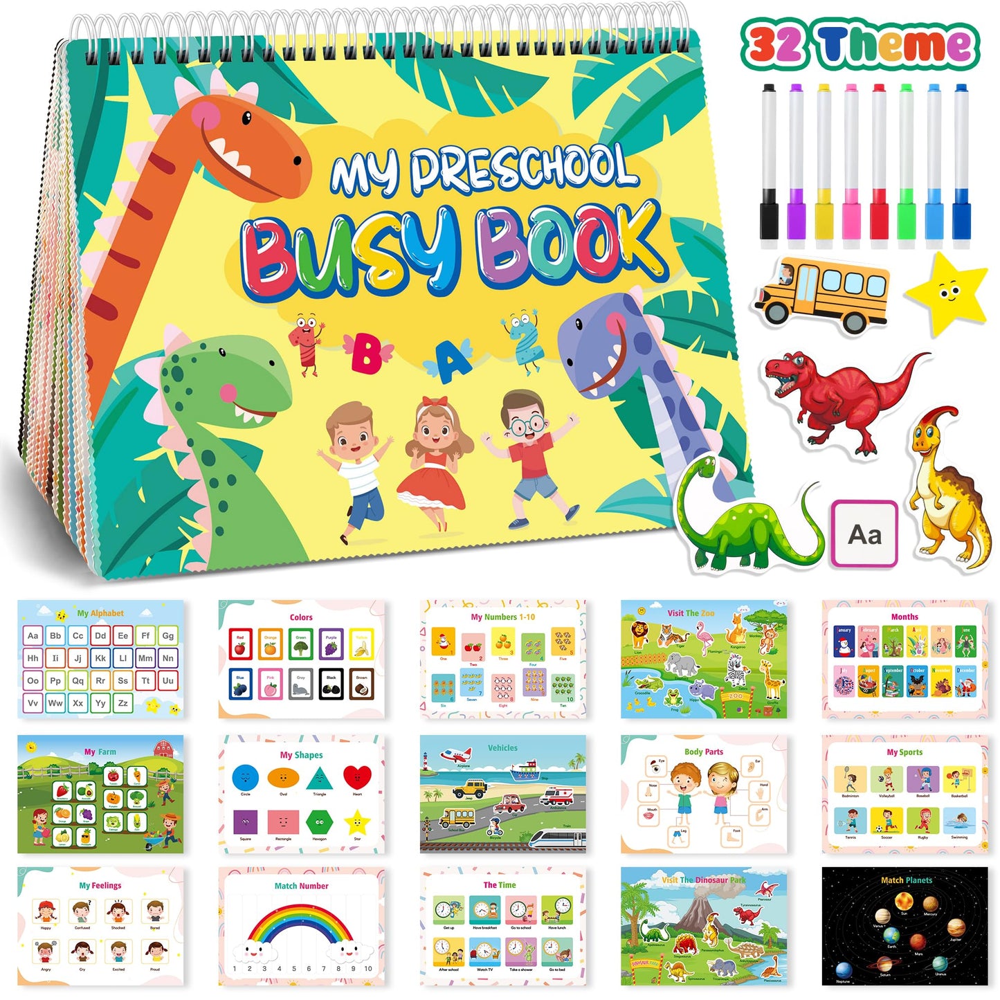 Montessori Busy Book For Toddlers 1-3 3-5, My Preschool Learning Activities, Autism Sensory Travel Toys For Kids, Education Work
