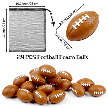 Aodaer 24 Pack Mini Football Stress Balls With Drawstring Mesh Bag Fidget Toys For Adults Soft Foam Balls For Sports Party Favor