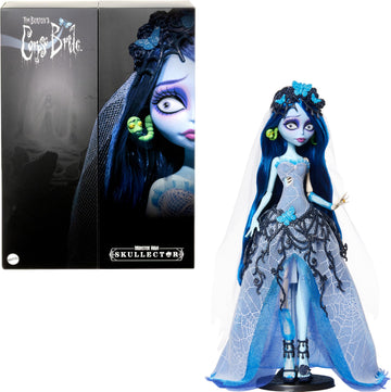 Monster High Skullector Doll, Corpse Bride Emily Collectible In Gothic Spiderweb Wedding Dress With Accessories Like Gauze Veil