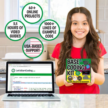 Base Kit Computer Coding Game For Kids 8-12+ And Teens To Learn Code & Electronics. Great Stem Gift For Boys & Girls For Real C++ Coding With Over 60 Projects Included.