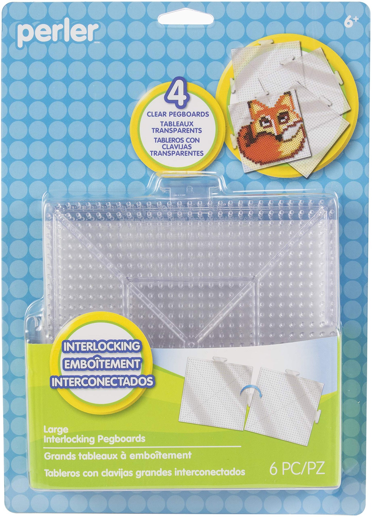 Perler Beads Clear Square Pegboards, 4pc