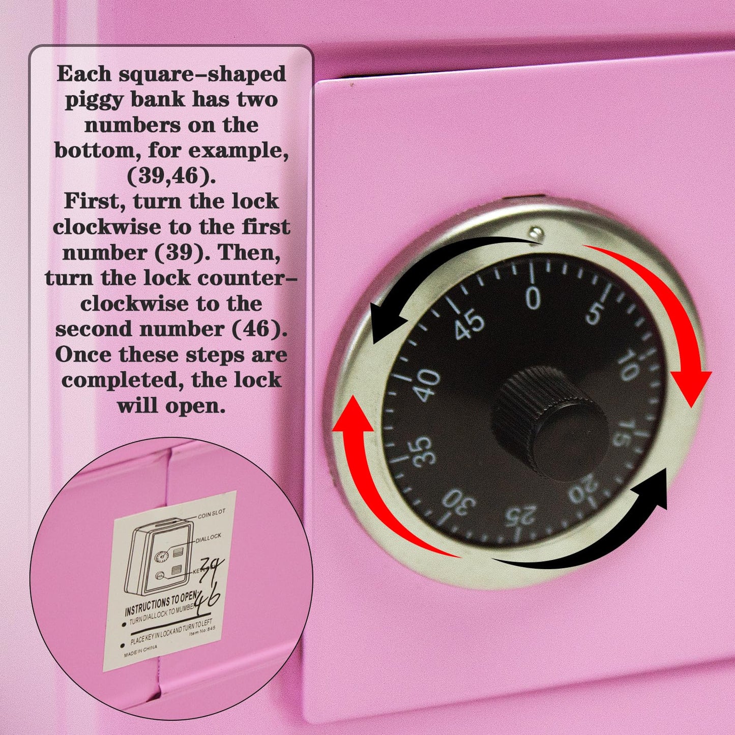 Kids' Mkid Safe Piggy Bank, Metal Safe With Key, Money Saving Box For Children, Boys Girls Best Giftoney Banks (Pink, Small)