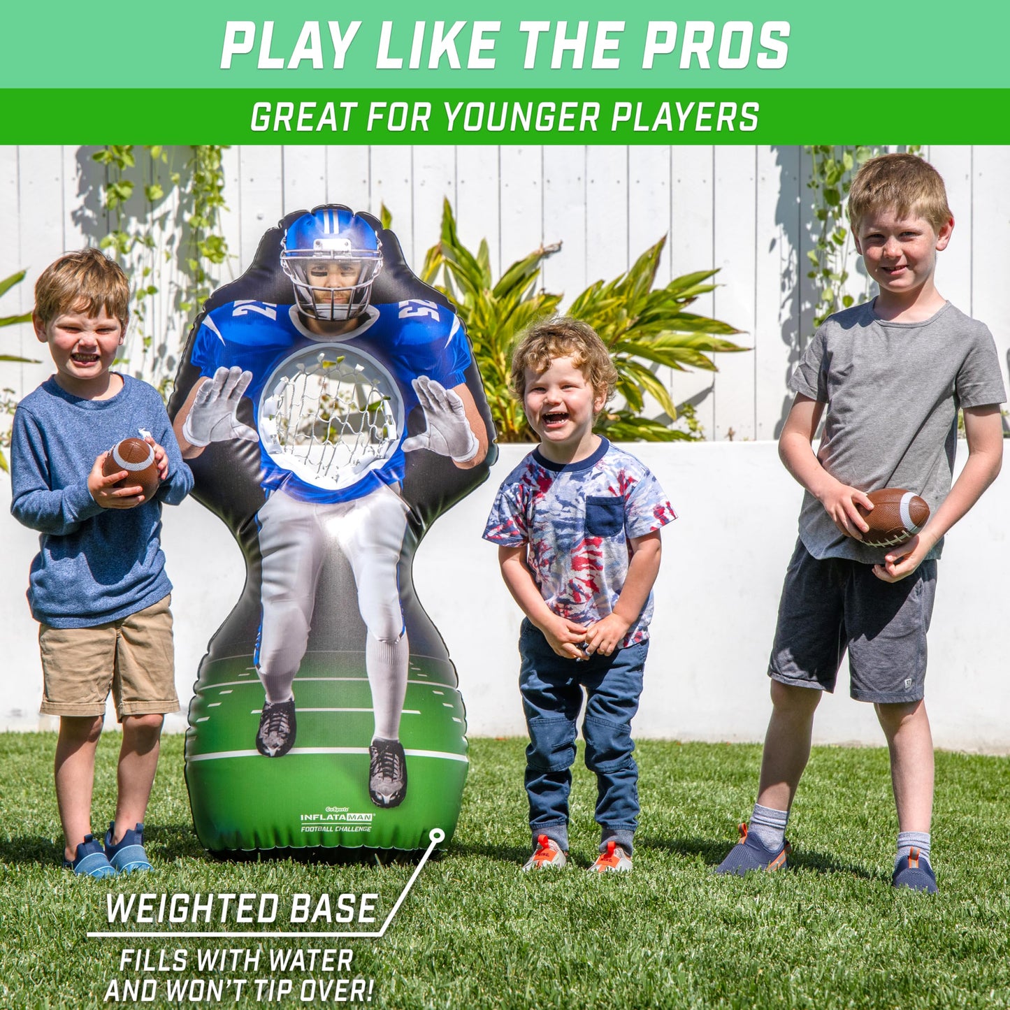 GoSports Inflatable Football Toss Game - 4 ft Receiver, Blue, PVC, Model INFLATAMAN-FOOTBALL-02