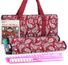 Mose Cafolo American Mahjong Game Set Red Paisley Carrying Bag 166 enhanced White Tiles All-in-One Color Rack/Pushers Chips Wind Indicator English Manual Complete Mah jongg Mahjong Tiles Set