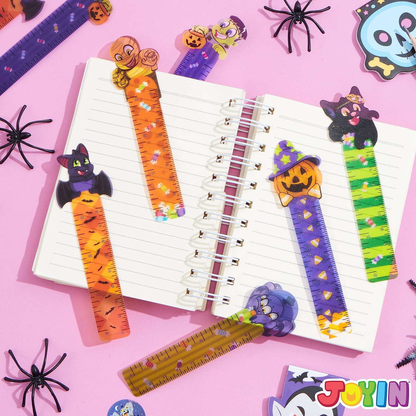 JOYIN 144 PCS Halloween Bookmark Rulers Party Favor Pack (6 Designs) with Halloween Themed Prints for Holiday Decorations, Goodi
