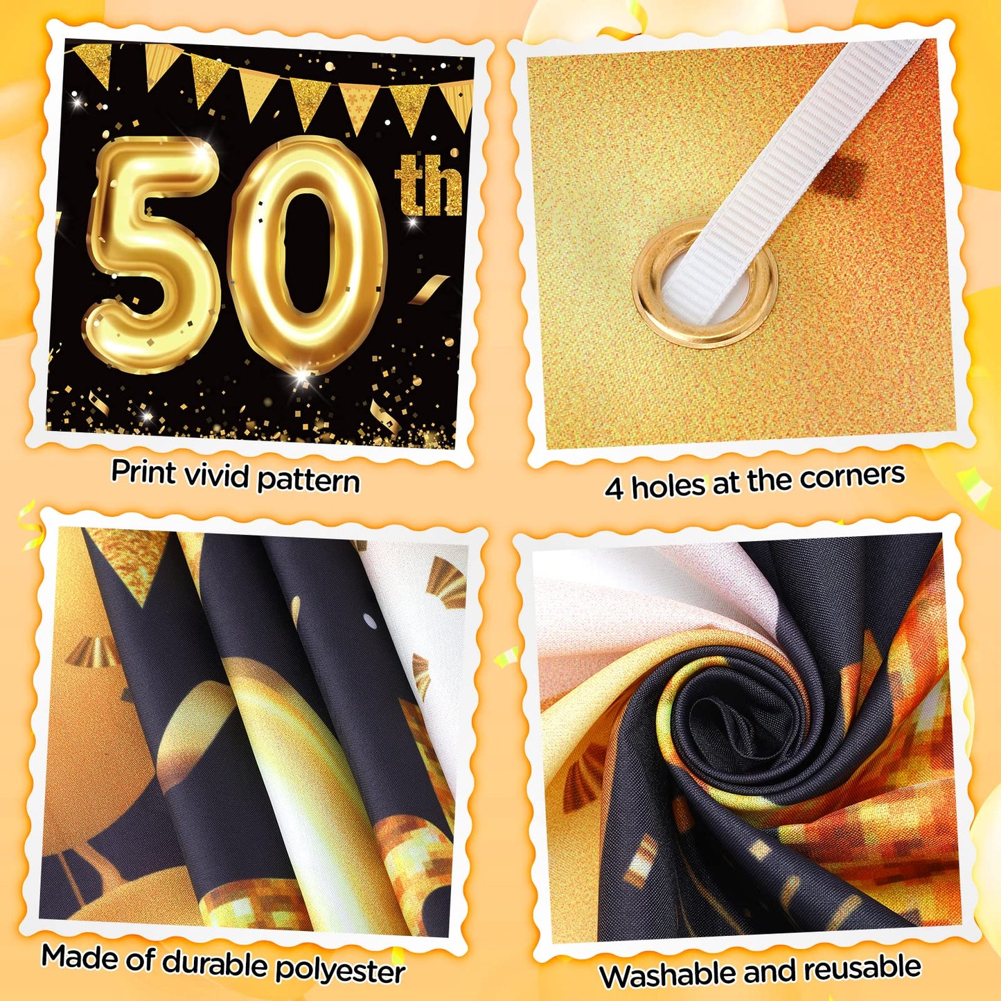 50Th Birthday Decorations For Men Women Black And Gold, Black Gold Birthday Yard Banner And 18 Pcs 50Th Happy Birthday Balloons For 50Th Anniversary Birthday Party Supplies Indoor Outdoor Yard Decor