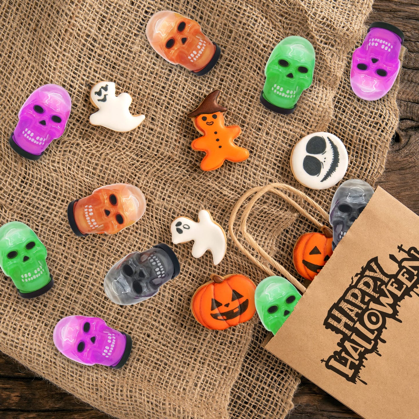 Artcreativity Skull Head Noisy Putty Halloween Toys, Set Of 24, Non-Candy Trick Or Treat Supplies For Kids, Great As Halloween Party Favors, Halloween Goodie Bag Fillers, And Prank Toys, 4 Colors