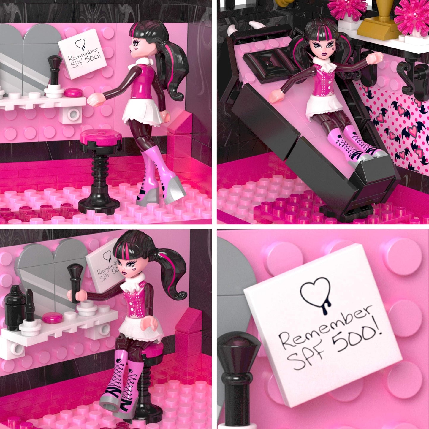 Mega Monster High Building Set - Draculaura's Boo-k Crypt, 301 Pieces, Multicolor, Model HXJ88, Plastic Action Figure for Collectors