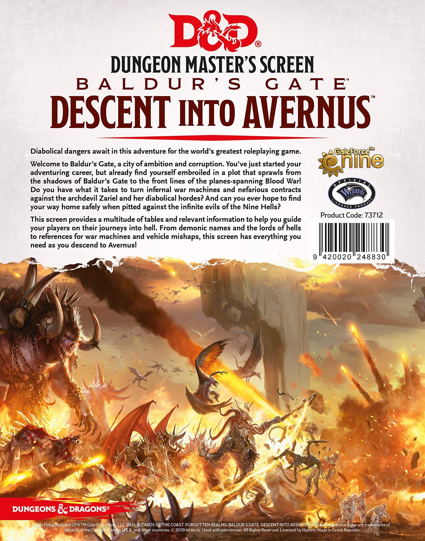 Gale Force Nine Descent into Avernus DM Screen - Multicolor, Perfect for D&D Game Masters and Adventurers