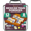 Queensell Mexican Train Dominoes Set - Double 12 Tiles with 8 Wooden Holders, Plastic, Sol43 Color