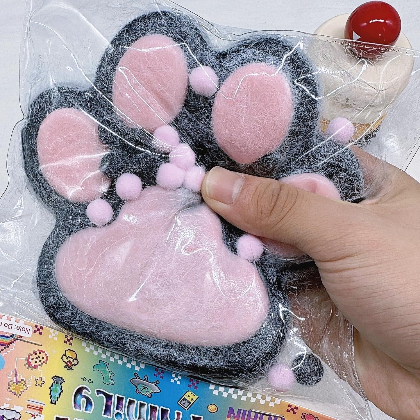 Taba Giant Paw Squishy For Kids Adults, Big Furry Cat Paw Squishy Toys For Stress Relief, Super Soft Squeeze Fidget Toys (Black&