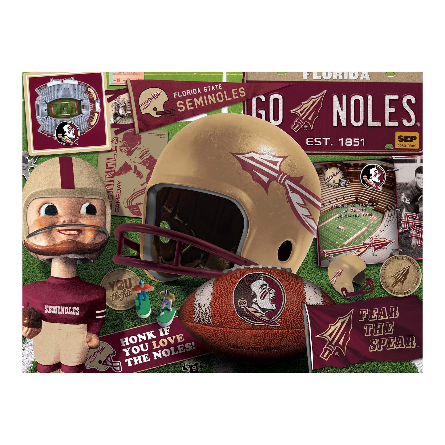 Youthefan Ncaa Florida St Seminoles Retro Series Puzzle - 500 Pieces, Team Colors, Large