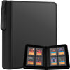 FORZAROCKET 4-Pocket Small Binder for Toploaders - Holds 128 Top Loaders Ringless Waterproof PU Leather for Sports & Trading Cards (Carbon Black)