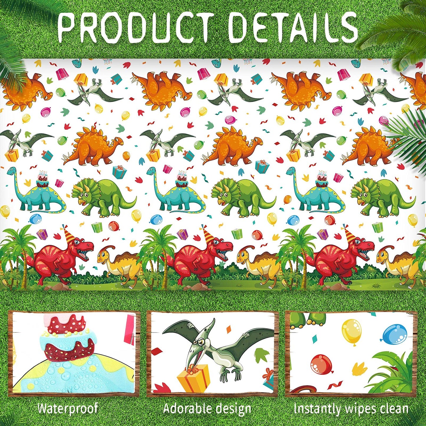 Tegeme 1 Pcs Dinosaur Plastic Tablecloth Dinosaur Party Table Cover 54 X 108 Inch Disposable Waterproof Dino Print Table Cloth F