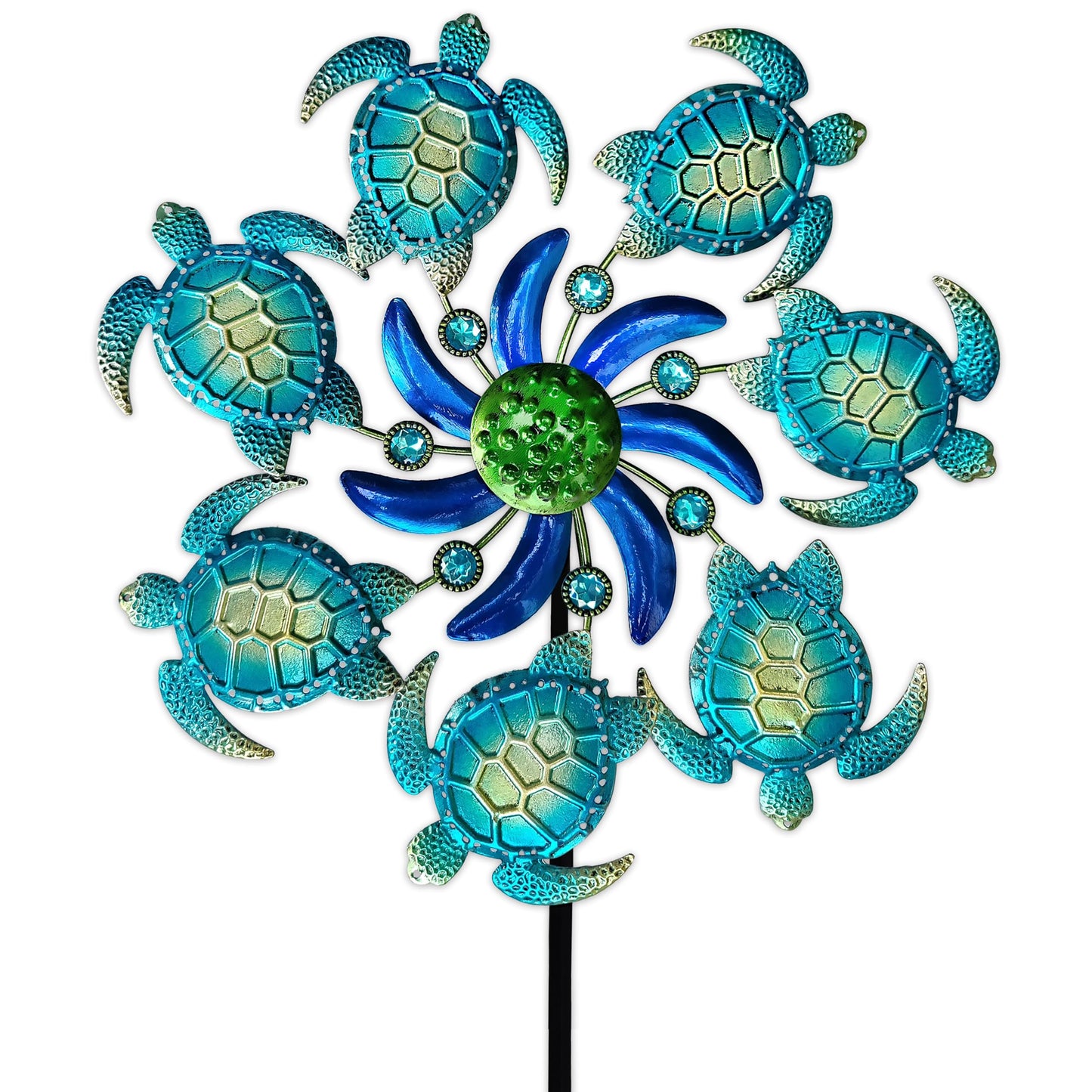 Coozzyhour 39'' Sea Turtle Wind Spinners Garden Stake-Ocean Theme Outdoor Decorations- Metal Stake Yard Spinner-Wind Sculpture Y