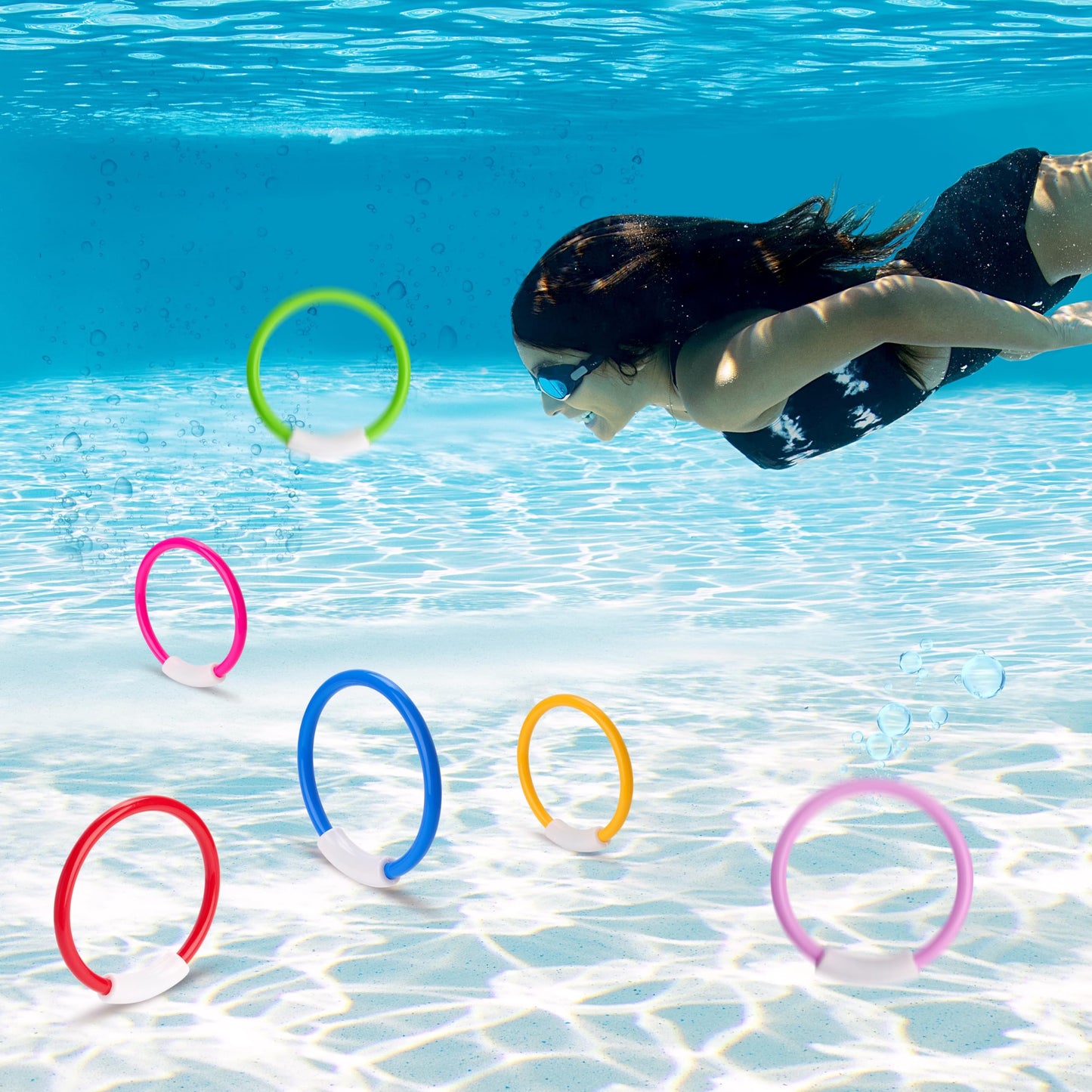 Joyin Dive Rings Pool Toys, 8 Pcs Colorful Pool Rings For Kids, Underwater Training Swimming Diving Toy For Kids Gifts Summer Swim Water Fun Games