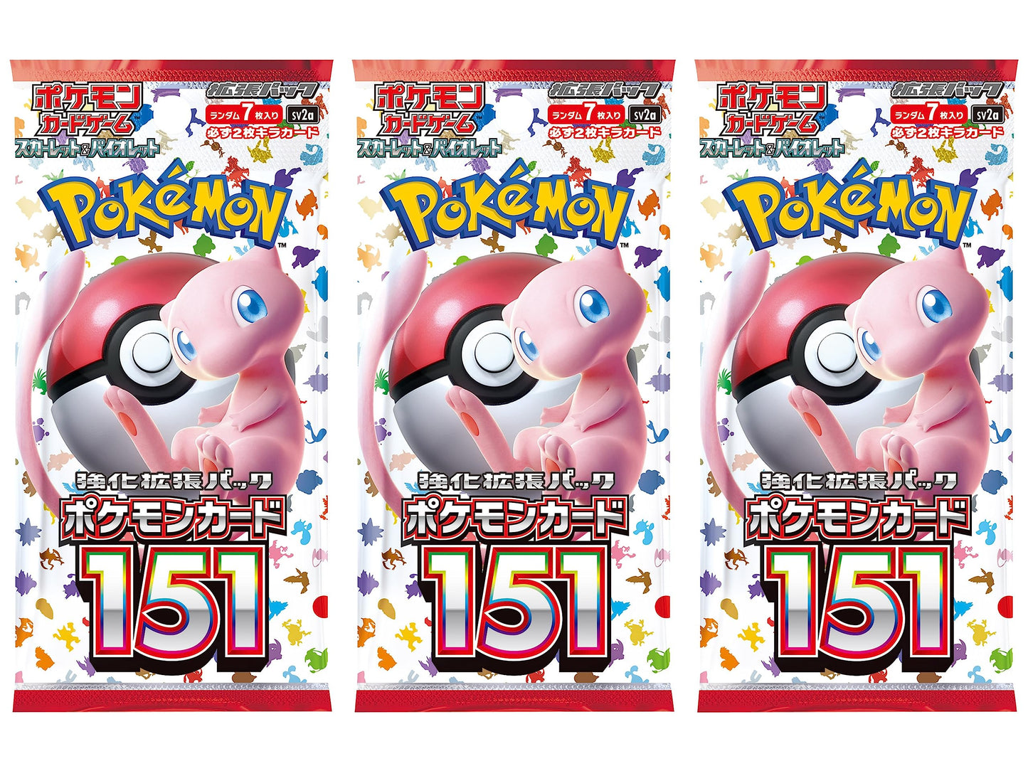 (3 Packs) Pokemon Card Game Japanese 151 Sv2A Booster Pack (7 Cards Per Pack)