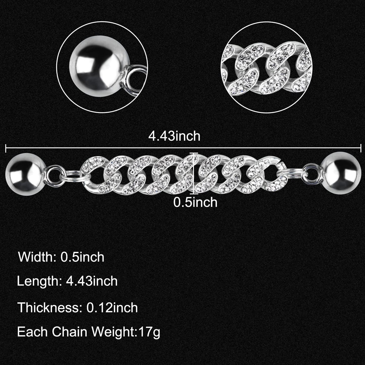 Rhinestone Bling Decoration Charms, Diamond Trend Designer Luxury Cute Jewelry Shoe Accessories For Women Girl Gifts(Silver)