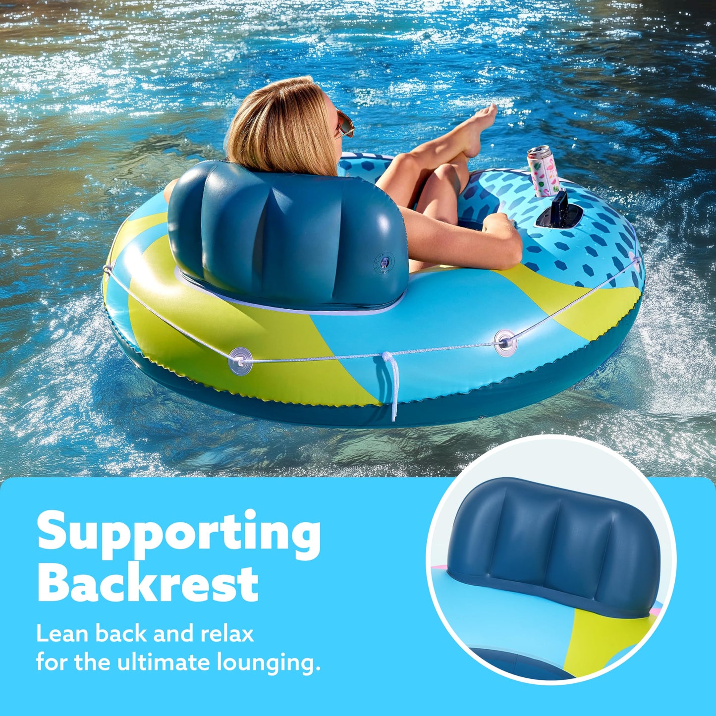 Sloosh Inflatable River Tubes Float - Heavy Duty Pool Tube Floats For Adults Floating, Lake Floaties River Run Sports Fun, Large