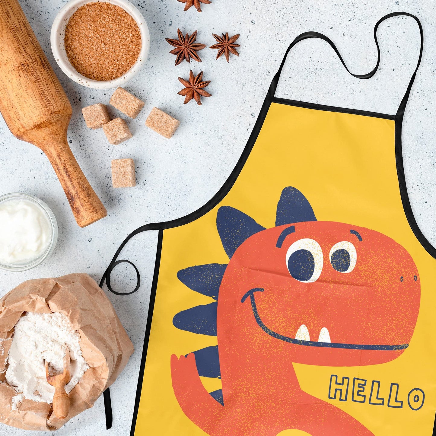 Popologa Dinosaur Apron For Girls Boys Kids Cooking Painting Aprons Art Smock Supplies Toddler