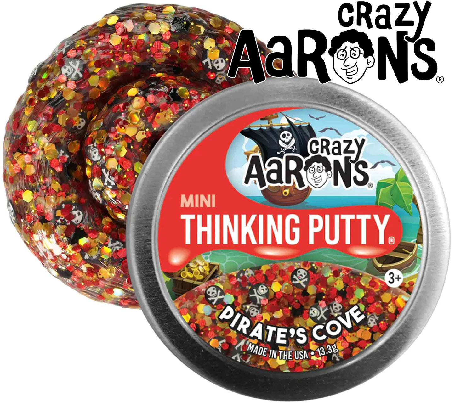 Matty'S Toy Stop Crazy Aaron'S Putty Mini Tins Rock N' Roll, Pirate'S Cove & Avo-Cado Gift Set Bundle - 3 Pack (13.3G Each)