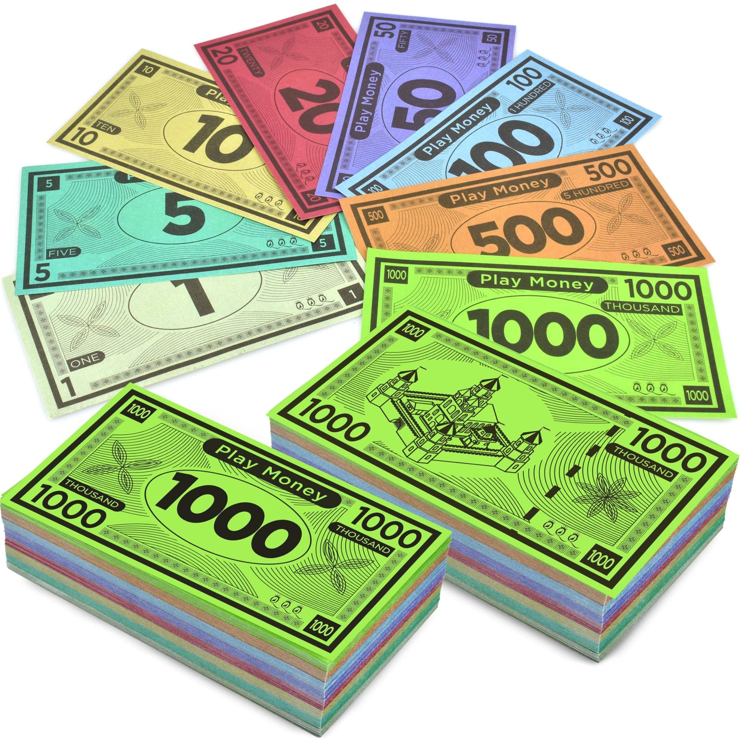 Play Money Suitable For Monopoly Board Game – 480 Pcs Of 60 Each Bill Denomination – Double Sides Printing Paper Money For Pretend Play Cashier, Monopoly Money Refill Packs - 480 Pcs