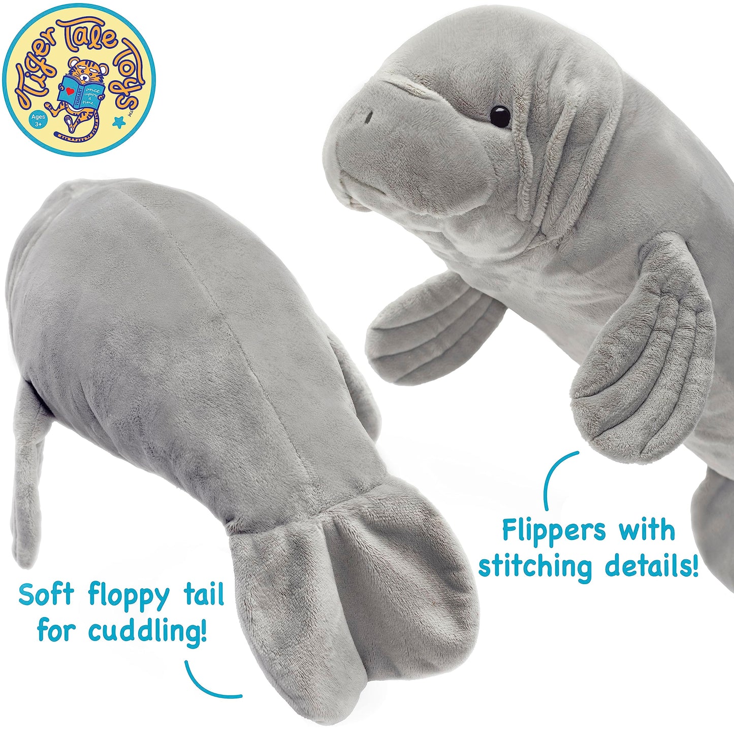 TigerHart 21 Inch Stuffed Animal Plush Manatee - Multicolor, Soft Polyester, Model 00760625606987