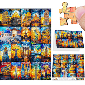 ALL4JIG World Landmark Fun Jigsaw Puzzles for Adults and Kids, 1000 Pieces, Christmas Secret Santa Gift, White Elephant Gifts, N