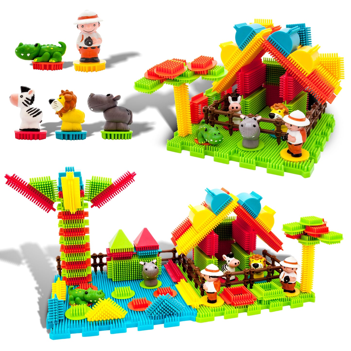 Picasso Toys Ptb100 100Pcs Hedgehog Block 3D Building Blocks Tiles Safari Theme Set Learning Playset Stem Toy Set Educational Ki
