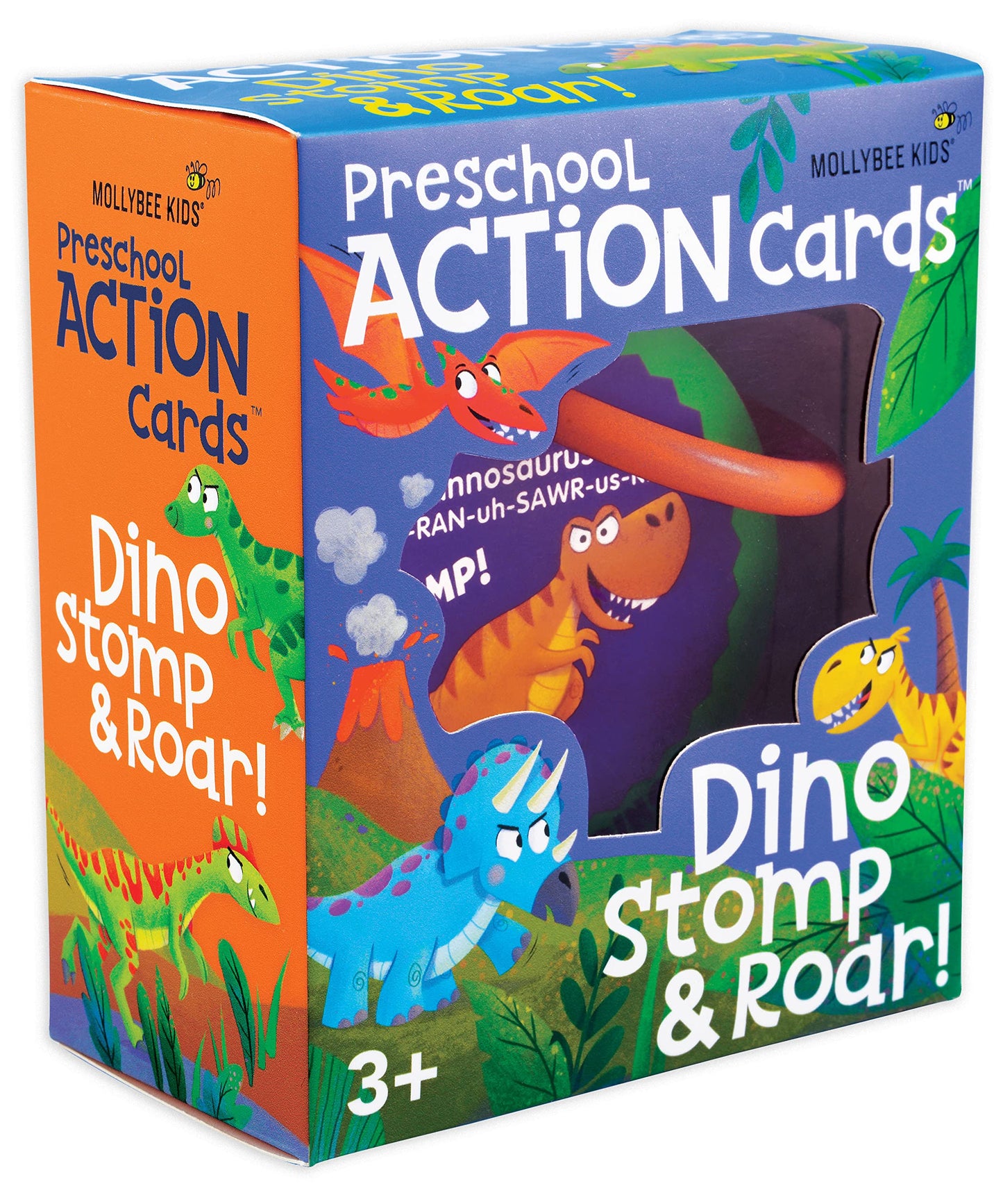 MOLLYBEE KIDS Preschool Action cards Dino Stomp and Roar Dinosaur Activities and Pretend Play gifts for Ages 3+